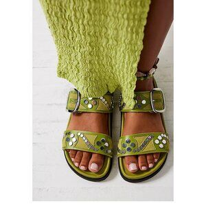 FREE PEOPLE Revelry Studded Sandals / Olive Moss
